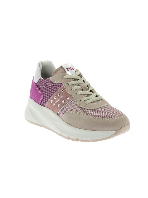 sneakers da donna in camoscio e tessuto rosa NERO GIARDINI | E409852D677
